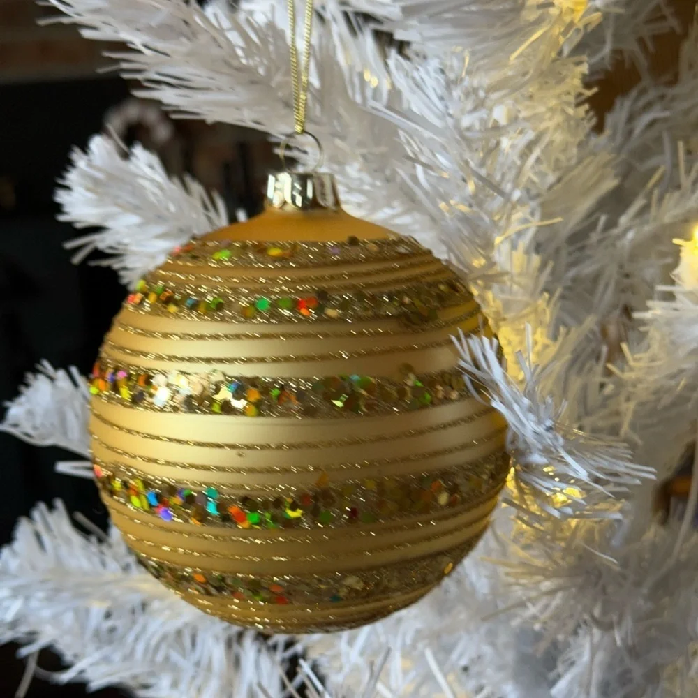 Festive Vintage 1998 XL Red & Glitter Christmas Ornaments